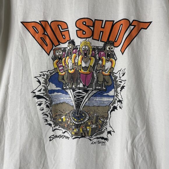 90s Rare VTG I Survived Big Shot Stratosphere Las Vegas Shirt Sz M Made USA - Picture 2 of 9